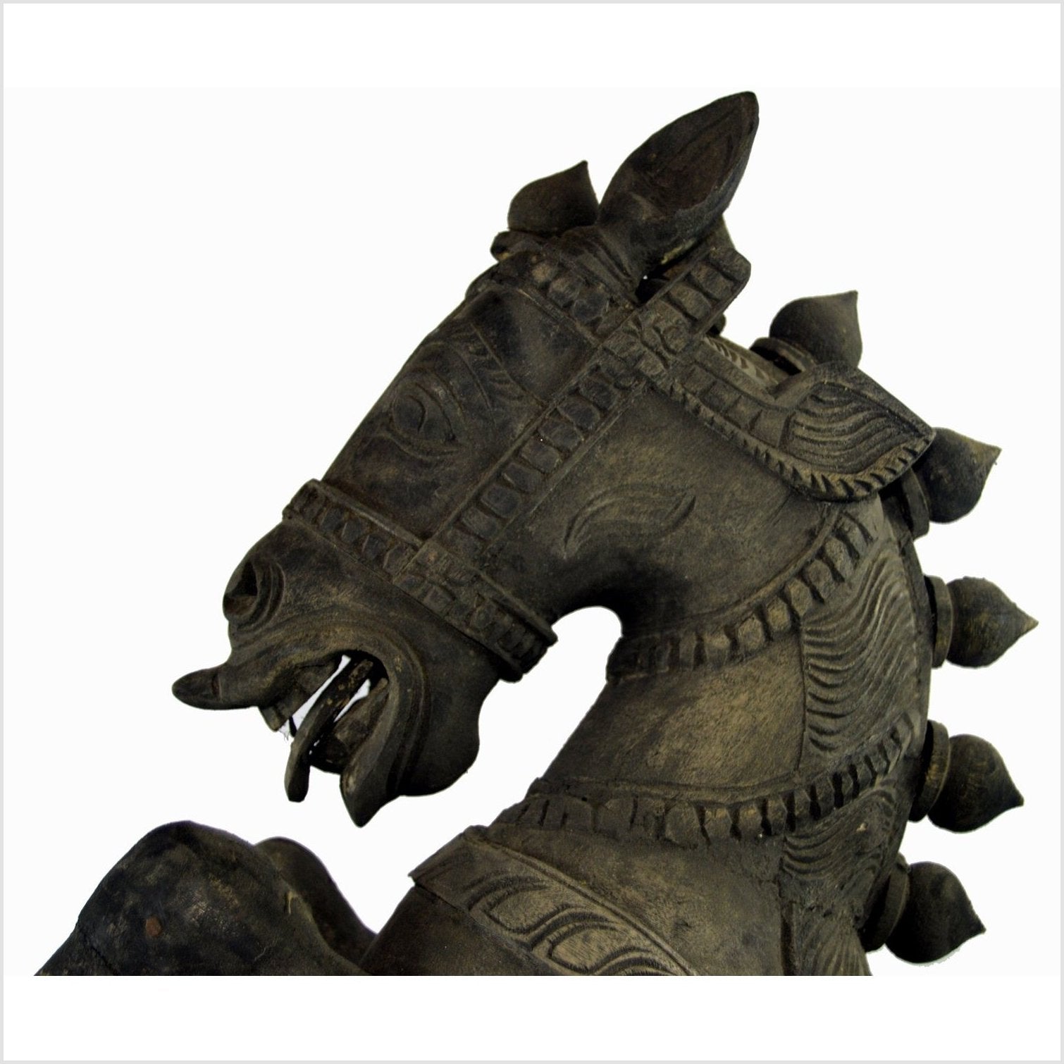 Indian Kerala Hand Carved Wooden Horse-6. Asian & Chinese Furniture, Art, Antiques, Vintage Home Décor for sale at FEA Home