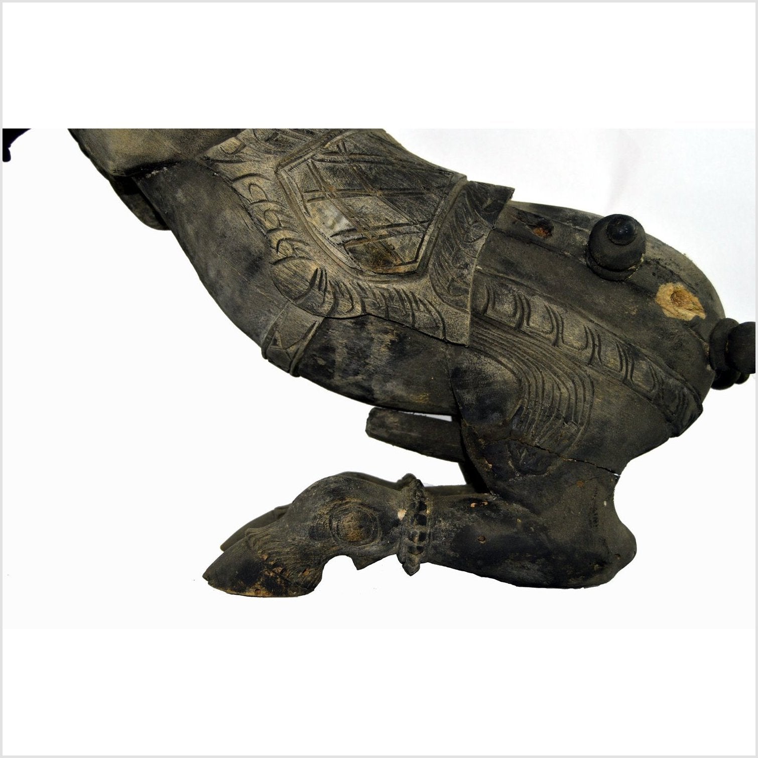 Indian Kerala Hand Carved Wooden Horse-7. Asian & Chinese Furniture, Art, Antiques, Vintage Home Décor for sale at FEA Home