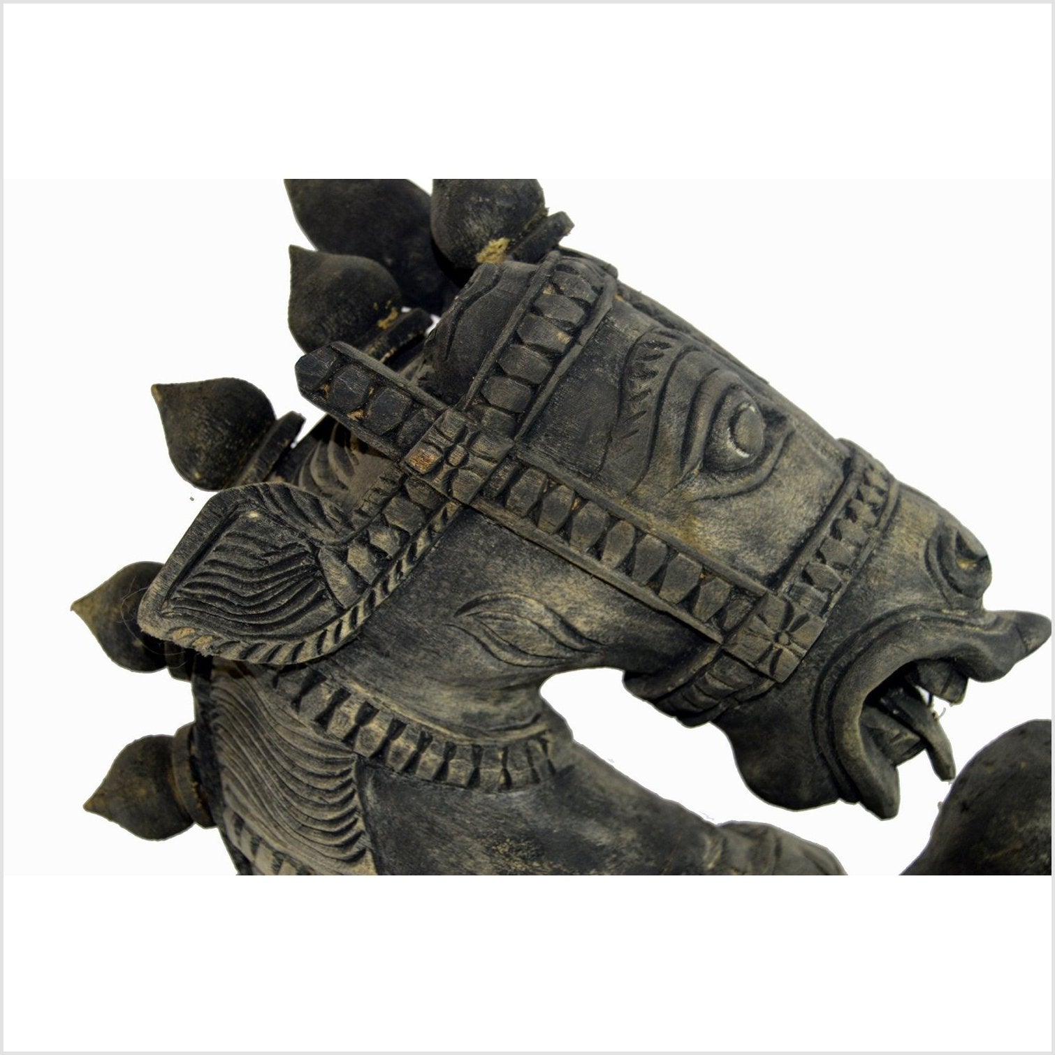 Indian Kerala Hand Carved Wooden Horse-9. Asian & Chinese Furniture, Art, Antiques, Vintage Home Décor for sale at FEA Home
