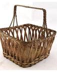 Silver nickel wire square basket with twisted handle on a white background.
