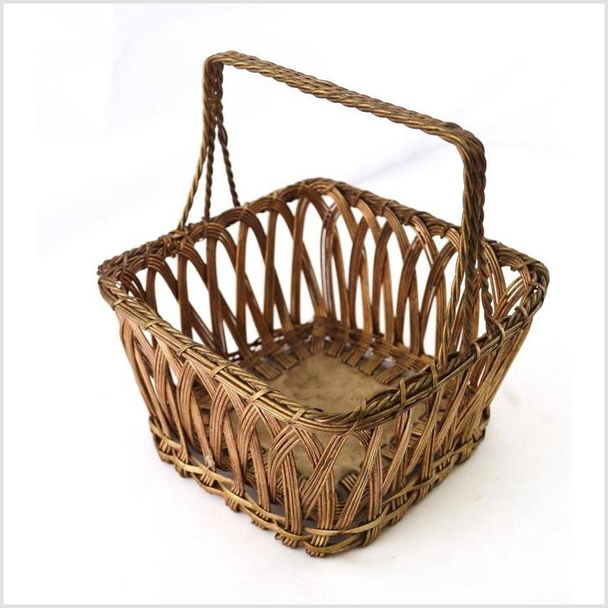 Indian Nickel Wire Woven Basket - Square-4. Asian & Chinese Furniture, Art, Antiques, Vintage Home Décor for sale at FEA Home