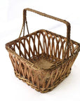 Silver nickel wire square basket with handle and open weave, shown on a white background.
