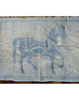 Multicolor fabric tapestry with saddled horse drawing and simple rectangular border, size 33.5" x 22.5.