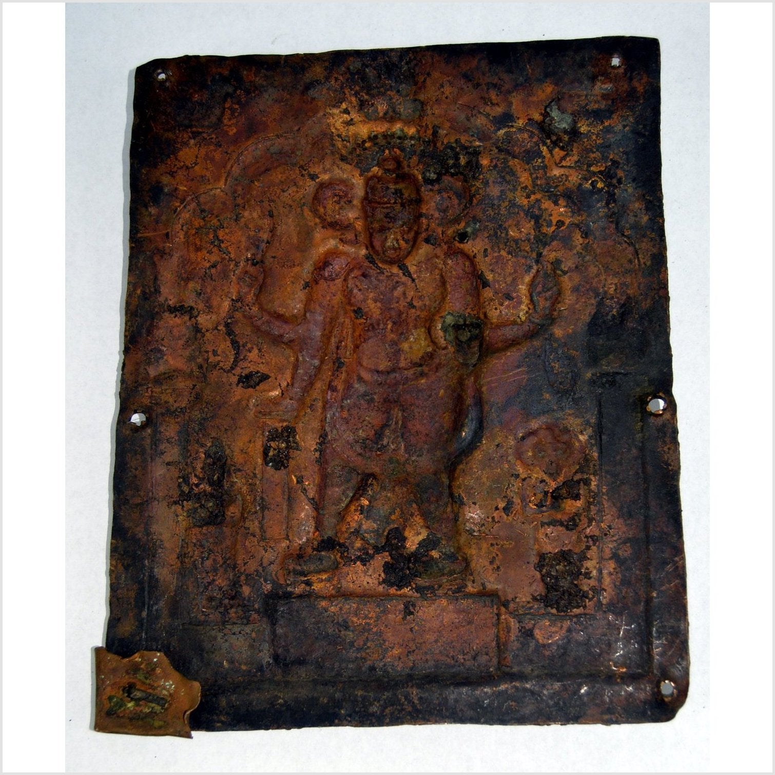 Indian Temple Bas-Relief Copper Plaque-4. Asian & Chinese Furniture, Art, Antiques, Vintage Home Décor for sale at FEA Home