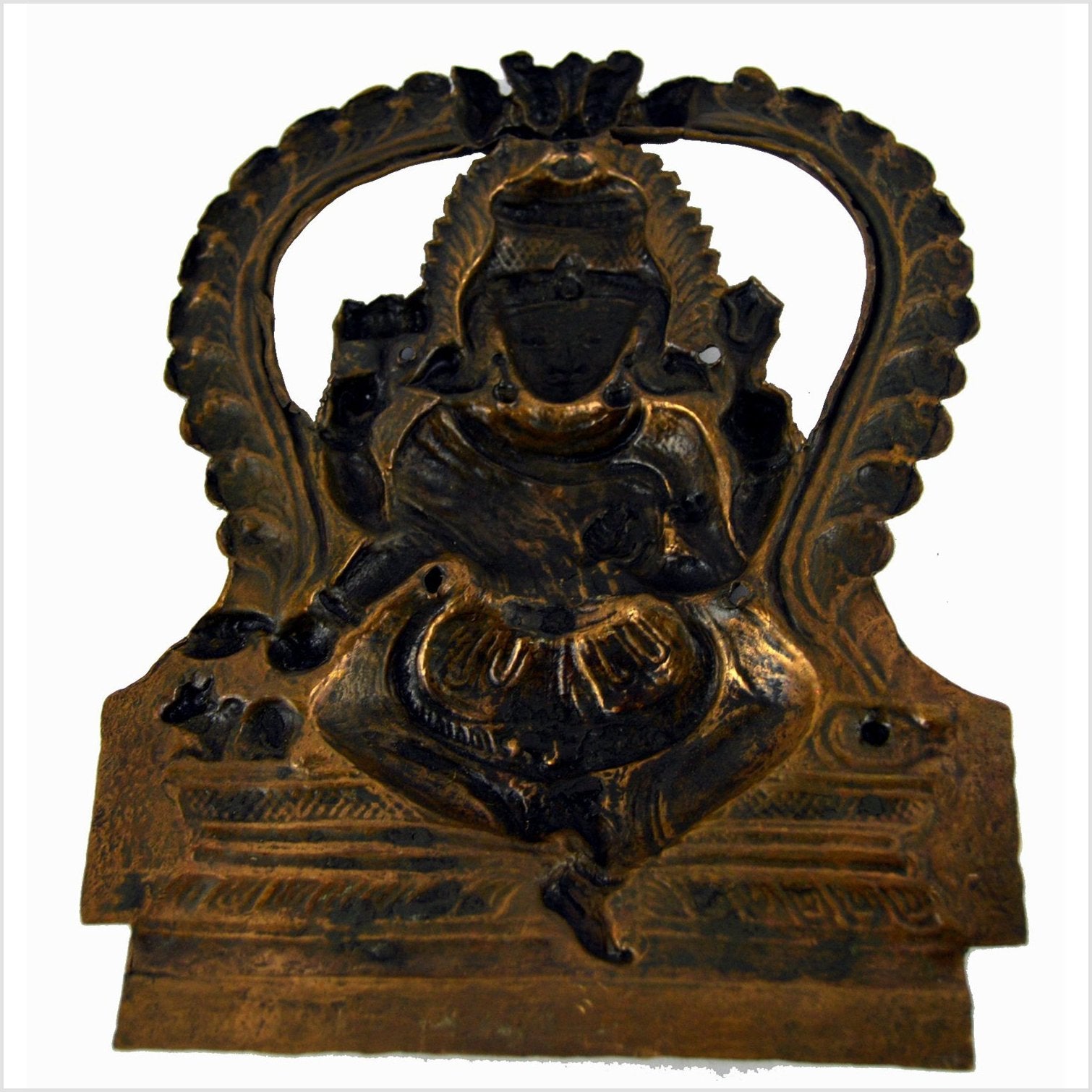 Indian Temple Brass Plaque-5. Asian & Chinese Furniture, Art, Antiques, Vintage Home Décor for sale at FEA Home