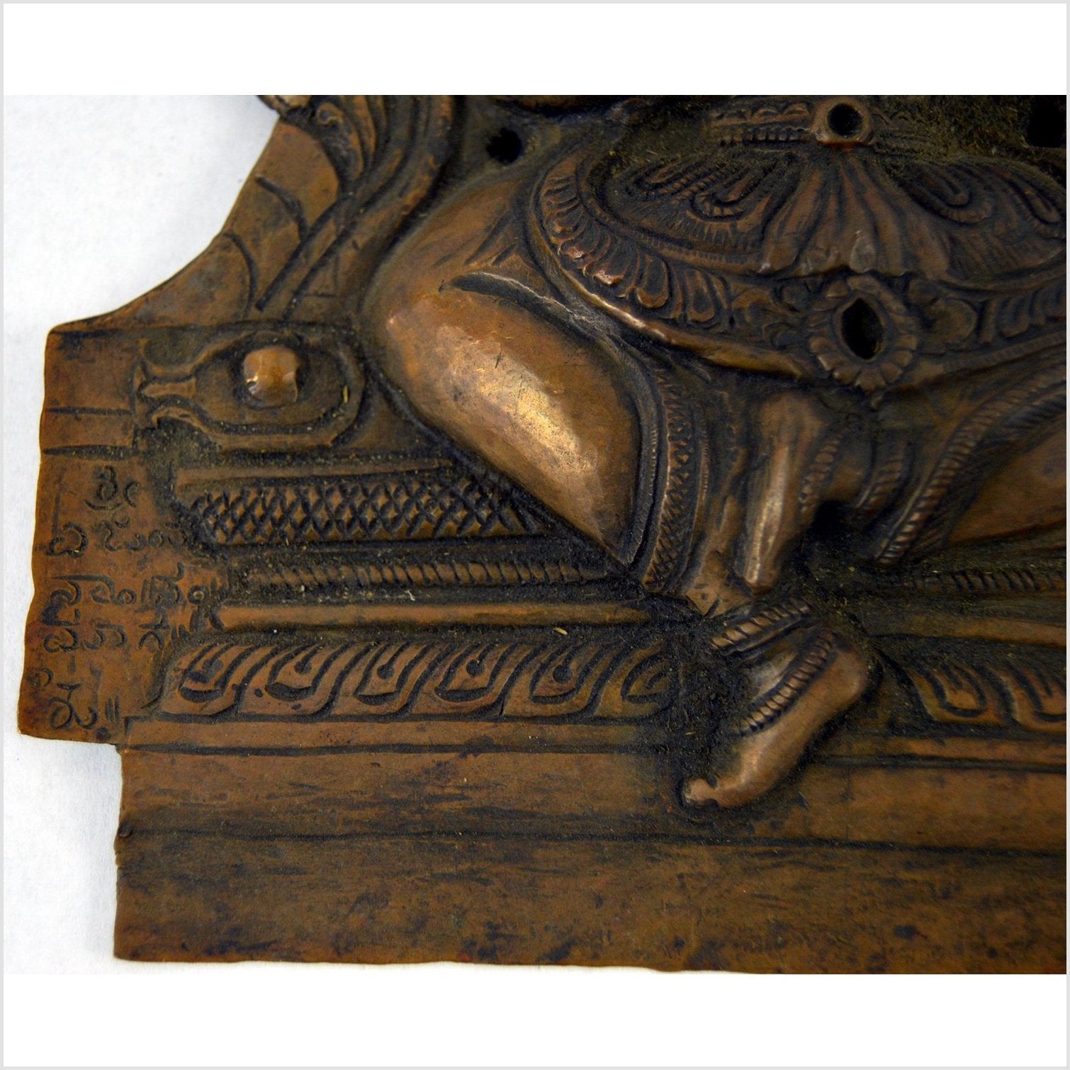 Indian Temple Brass Plaque-7. Asian & Chinese Furniture, Art, Antiques, Vintage Home Décor for sale at FEA Home