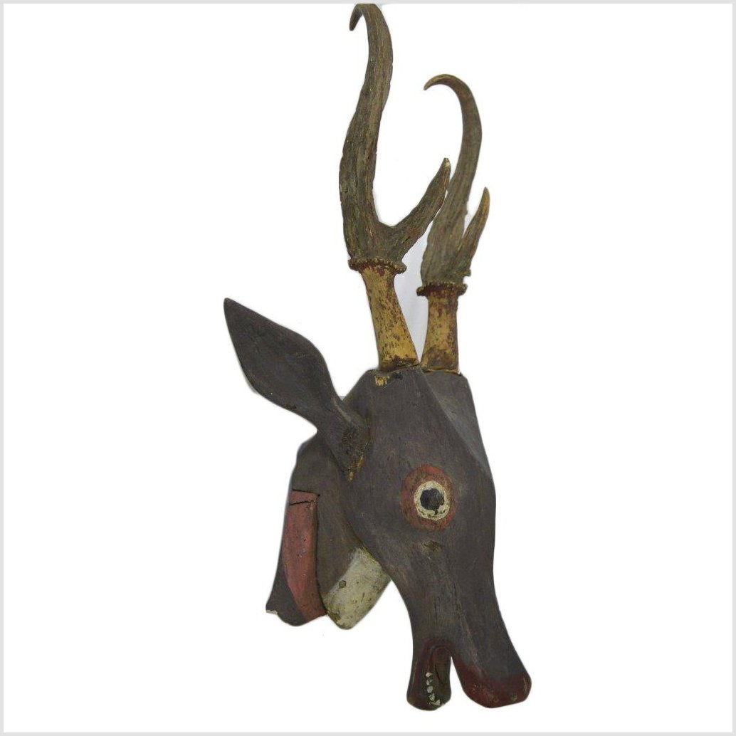 Indonesian Deer Wall Trophy-6. Asian & Chinese Furniture, Art, Antiques, Vintage Home Décor for sale at FEA Home