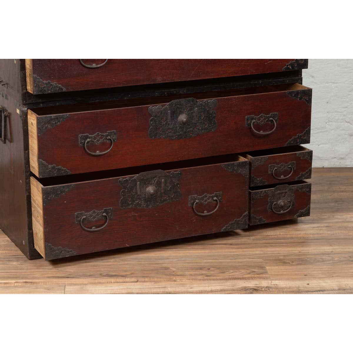 Japanese 19th Century Lacquered Sendai Clothing Tansu with Elaborate Hardware-14. Asian & Chinese Furniture, Art, Antiques, Vintage Home Décor for sale at FEA Home