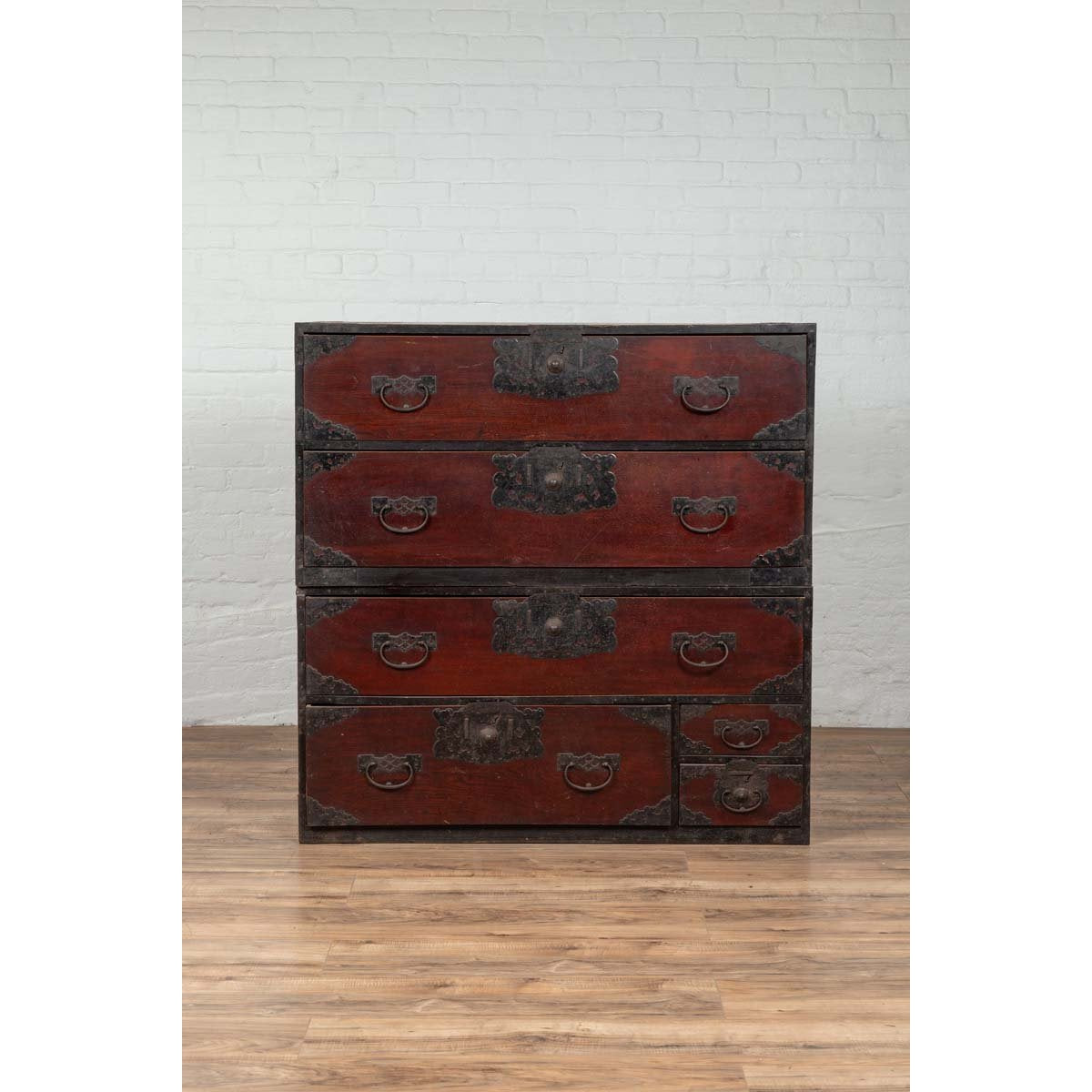Japanese 19th Century Lacquered Sendai Clothing Tansu with Elaborate Hardware-4. Asian & Chinese Furniture, Art, Antiques, Vintage Home Décor for sale at FEA Home