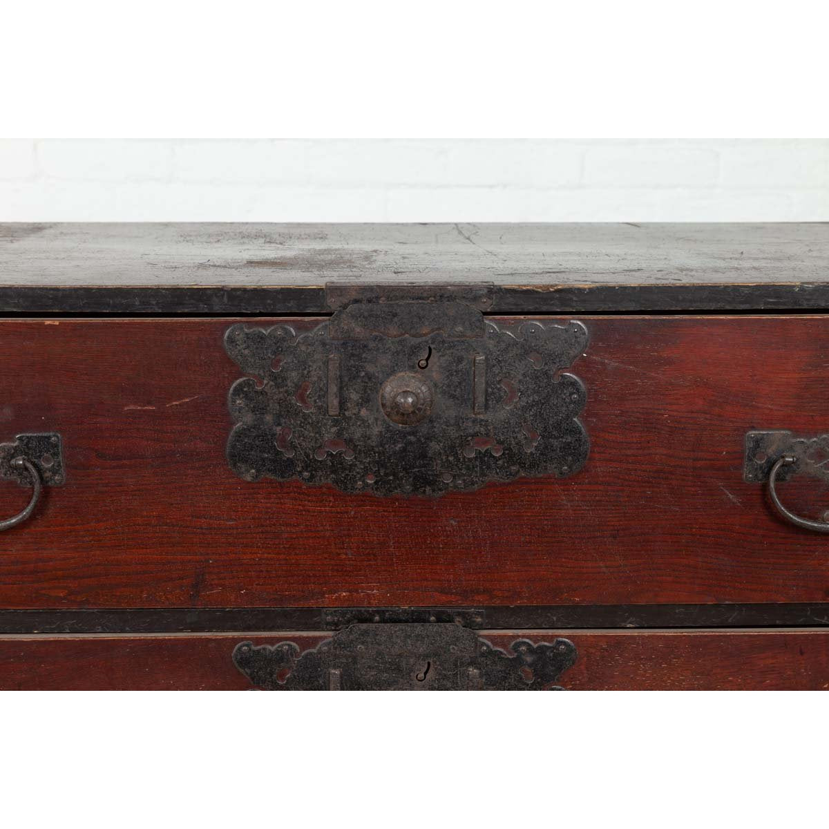 Japanese 19th Century Lacquered Sendai Clothing Tansu with Elaborate Hardware-5. Asian & Chinese Furniture, Art, Antiques, Vintage Home Décor for sale at FEA Home