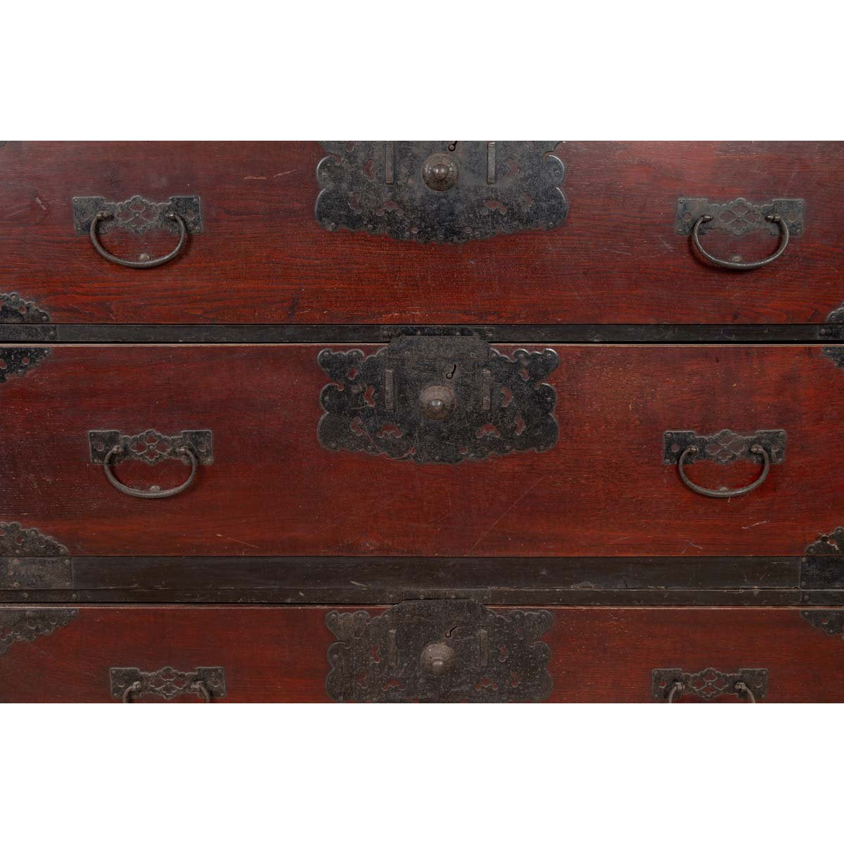 Japanese 19th Century Lacquered Sendai Clothing Tansu with Elaborate Hardware-7. Asian & Chinese Furniture, Art, Antiques, Vintage Home Décor for sale at FEA Home