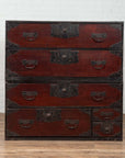 Japanese 19th Century Lacquered Sendai Clothing Tansu with Elaborate Hardware-2. Asian & Chinese Furniture, Art, Antiques, Vintage Home Décor for sale at FEA Home