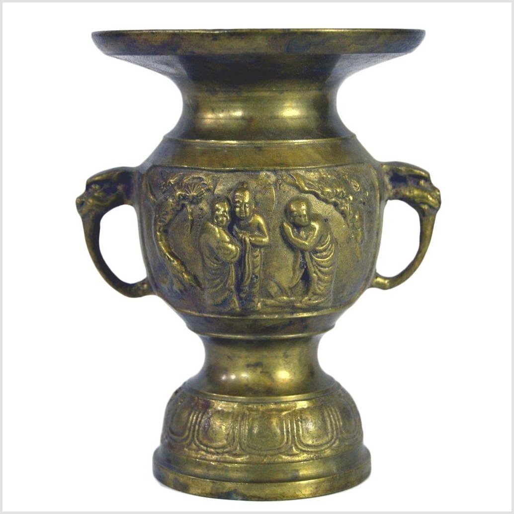 Ornate Japanese Brass Vase-3. Asian & Chinese Furniture, Art, Antiques, Vintage Home Décor for sale at FEA Home
