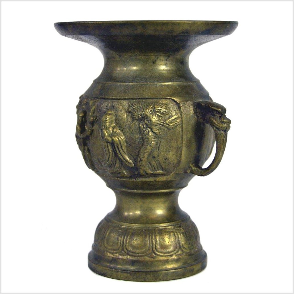 Ornate Japanese Brass Vase-5. Asian & Chinese Furniture, Art, Antiques, Vintage Home Décor for sale at FEA Home