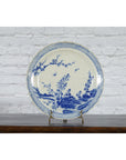 Japanese Blue and White Hand-Painted Porcelain Charger Plate with Foliage Décor-12. Asian & Chinese Furniture, Art, Antiques, Vintage Home Décor for sale at FEA Home