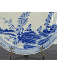 Japanese Blue and White Hand-Painted Porcelain Charger Plate with Foliage Décor-17. Asian & Chinese Furniture, Art, Antiques, Vintage Home Décor for sale at FEA Home
