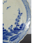 Japanese Blue and White Hand-Painted Porcelain Charger Plate with Foliage Décor-3. Asian & Chinese Furniture, Art, Antiques, Vintage Home Décor for sale at FEA Home