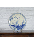 Japanese Blue and White Hand-Painted Porcelain Charger Plate with Foliage Décor-9. Asian & Chinese Furniture, Art, Antiques, Vintage Home Décor for sale at FEA Home