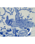 Japanese Blue and White Hand-Painted Porcelain Charger Plate with Peacock Bird-10. Asian & Chinese Furniture, Art, Antiques, Vintage Home Décor for sale at FEA Home