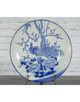 Japanese Blue and White Hand-Painted Porcelain Charger Plate with Peacock Bird-12. Asian & Chinese Furniture, Art, Antiques, Vintage Home Décor for sale at FEA Home