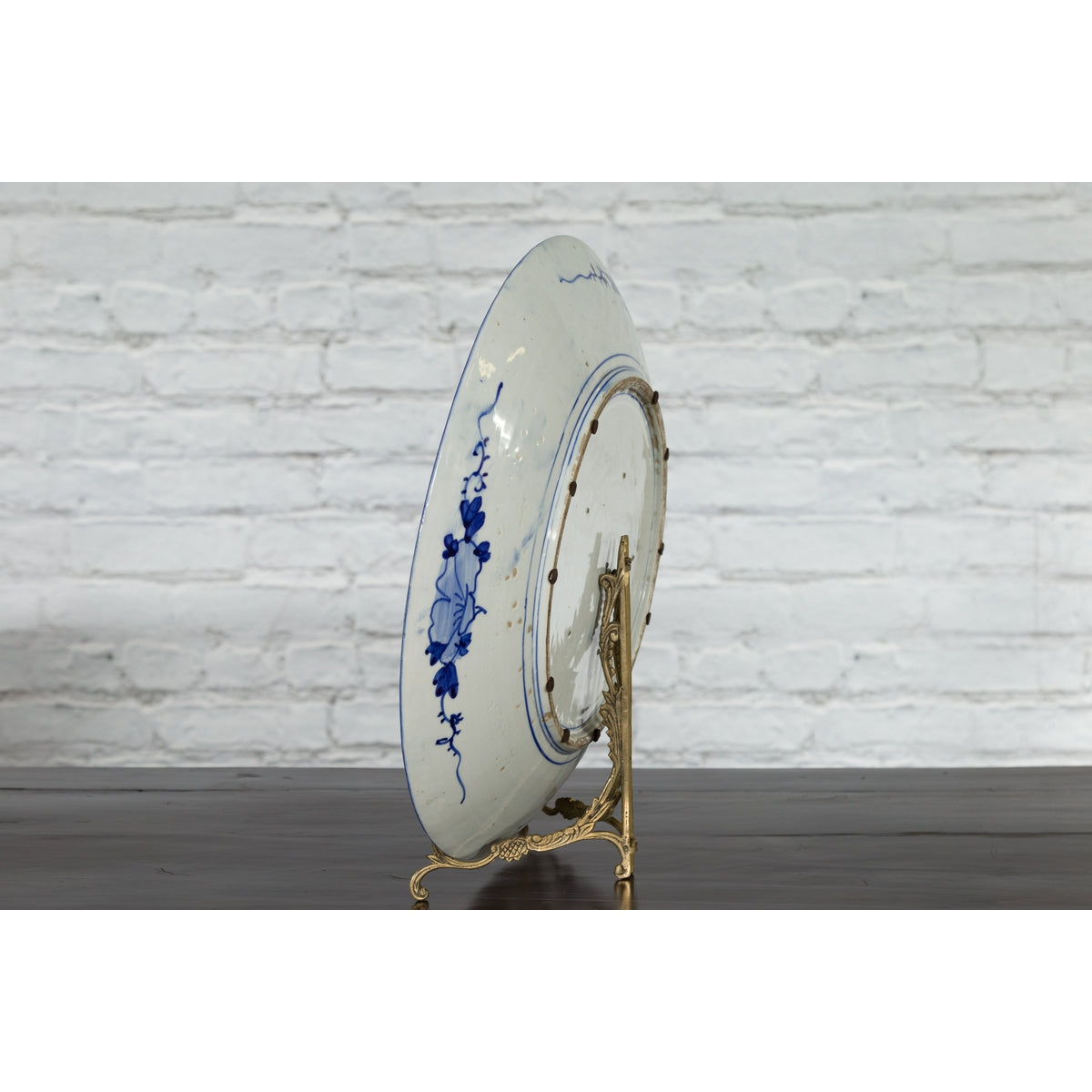 Japanese Blue and White Hand-Painted Porcelain Charger Plate with Peacock Bird-13. Asian & Chinese Furniture, Art, Antiques, Vintage Home Décor for sale at FEA Home
