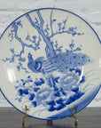Japanese Blue and White Hand-Painted Porcelain Charger Plate with Peacock Bird-2. Asian & Chinese Furniture, Art, Antiques, Vintage Home Décor for sale at FEA Home