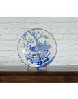 Japanese Blue and White Hand-Painted Porcelain Charger Plate with Peacock Bird-3. Asian & Chinese Furniture, Art, Antiques, Vintage Home Décor for sale at FEA Home