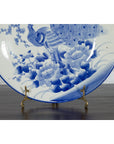 Japanese Blue and White Hand-Painted Porcelain Charger Plate with Peacock Bird-9. Asian & Chinese Furniture, Art, Antiques, Vintage Home Décor for sale at FEA Home