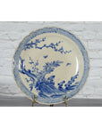 Japanese Hand-Painted Blue and White Porcelain Charger Plate with Foliage Décor-17. Asian & Chinese Furniture, Art, Antiques, Vintage Home Décor for sale at FEA Home