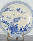Japanese Hand-Painted Blue and White Porcelain Charger Plate with Foliage Décor-3. Asian & Chinese Furniture, Art, Antiques, Vintage Home Décor for sale at FEA Home