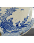 Japanese Hand-Painted Blue and White Porcelain Charger Plate with Foliage Décor-8. Asian & Chinese Furniture, Art, Antiques, Vintage Home Décor for sale at FEA Home