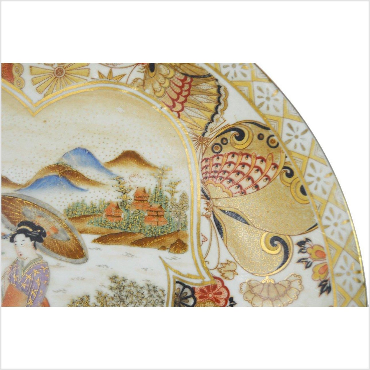 Japanese Kutani Hand Painted Porcelain Plate-4. Asian & Chinese Furniture, Art, Antiques, Vintage Home Décor for sale at FEA Home