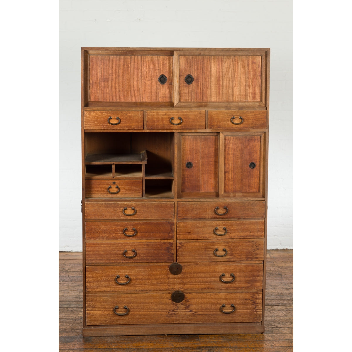 Meiji Kiri Wood Tansu Japanese Tea Cabinet-3. Asian & Chinese Furniture, Art, Antiques, Vintage Home Décor for sale at FEA Home