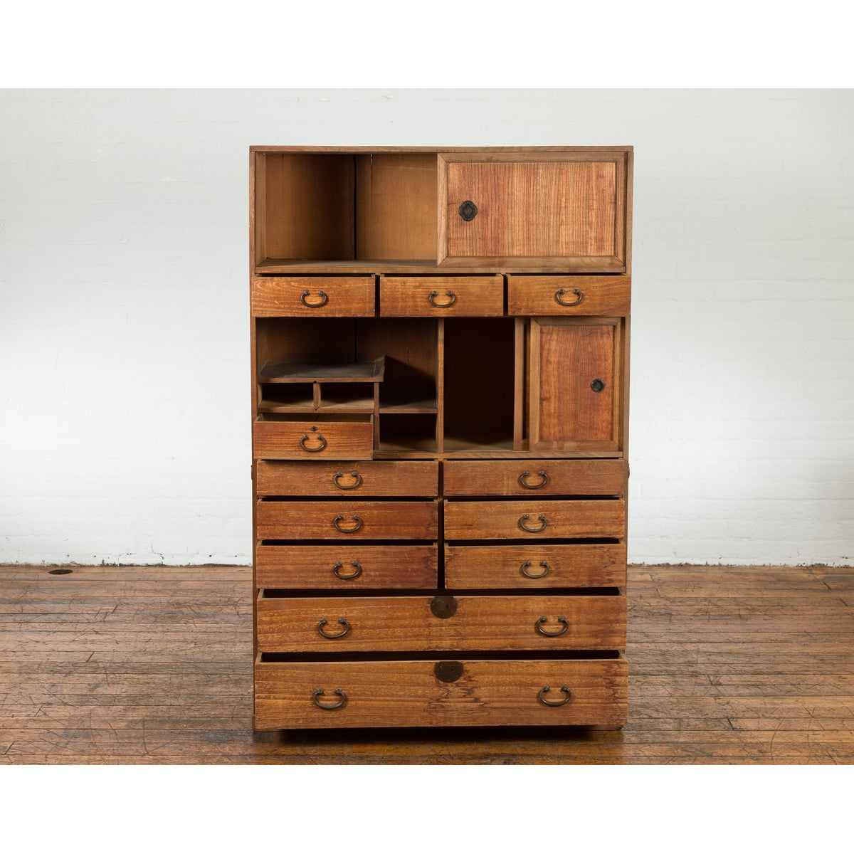 Meiji Kiri Wood Tansu Japanese Tea Cabinet-8. Asian & Chinese Furniture, Art, Antiques, Vintage Home Décor for sale at FEA Home
