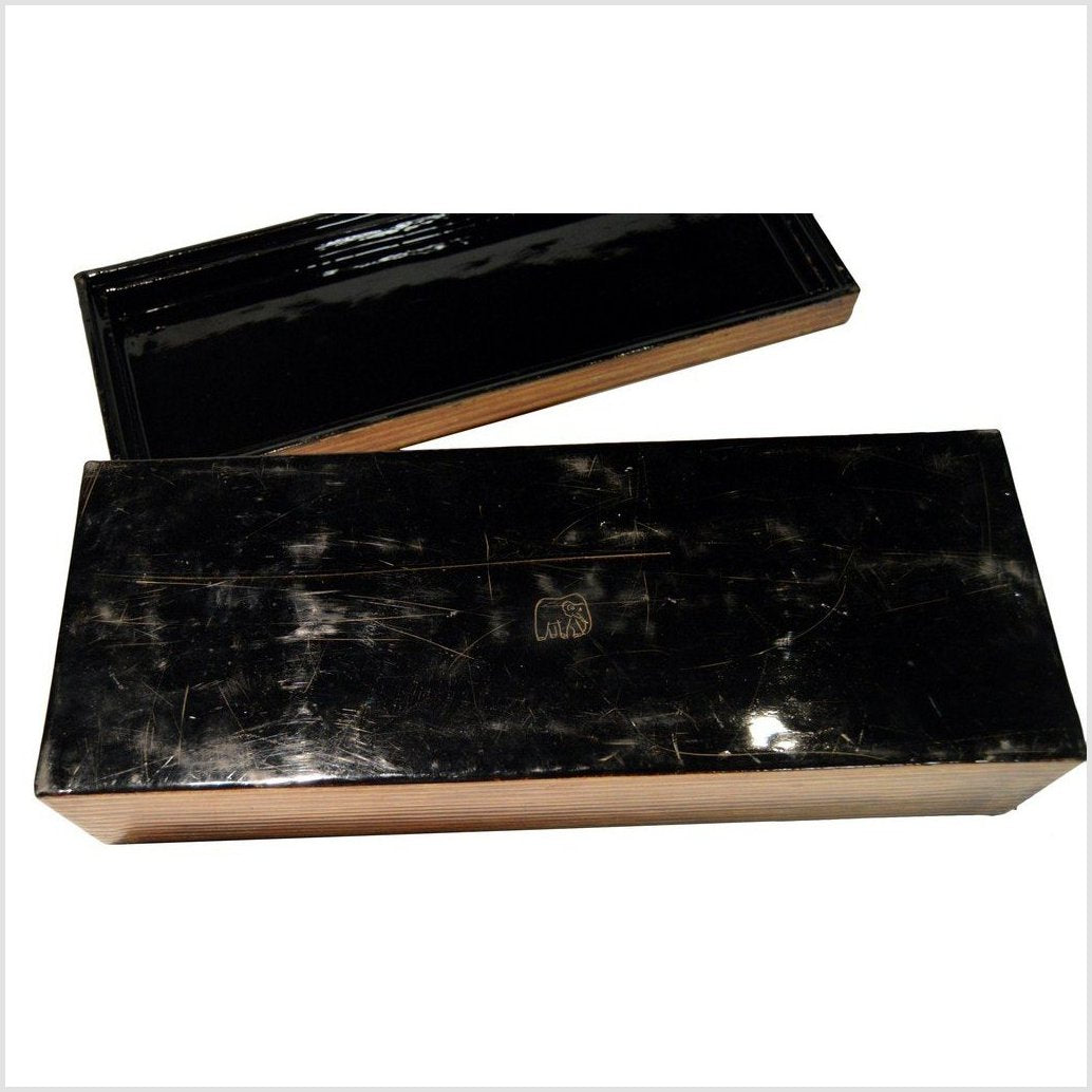 Japanese Negoro Lacquerware Stationery Box-6. Asian & Chinese Furniture, Art, Antiques, Vintage Home Décor for sale at FEA Home