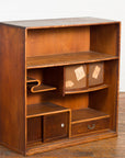 Japanese Taishō Period Open Bookshelf Sliding Doors, Curvy Shelf and Drawer-4. Asian & Chinese Furniture, Art, Antiques, Vintage Home Décor for sale at FEA Home