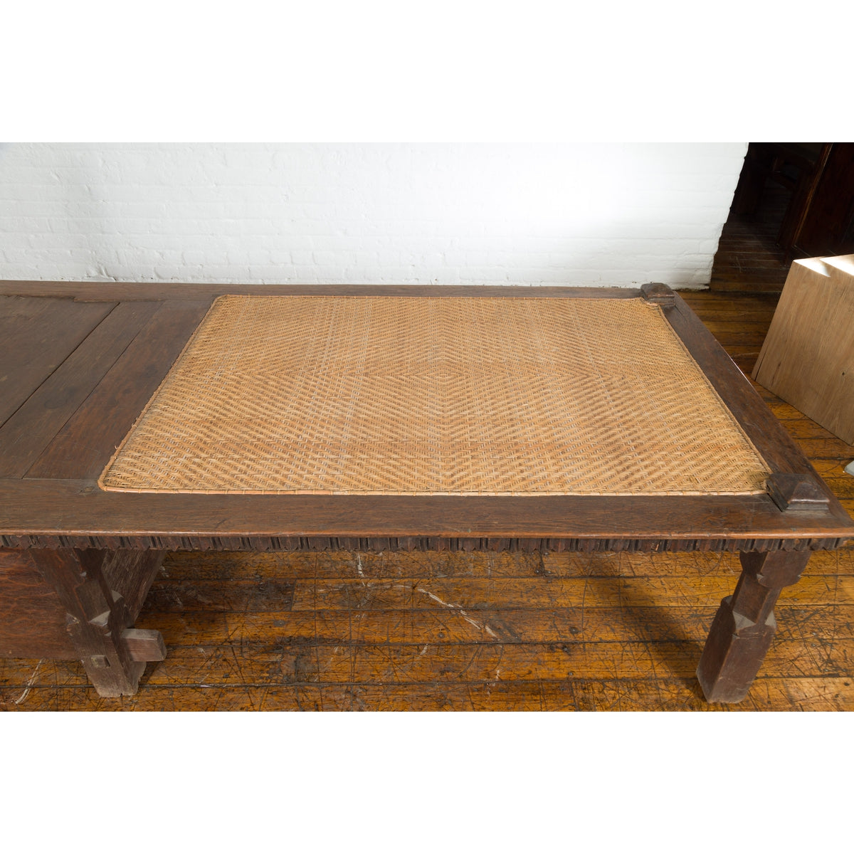 Javanese 19th Century Teak Wood Daybed with Storage and Hand Woven Rattan-14. Asian & Chinese Furniture, Art, Antiques, Vintage Home Décor for sale at FEA Home