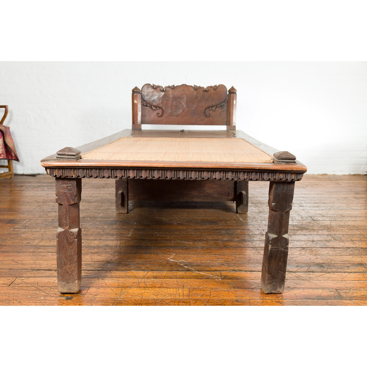 Javanese 19th Century Teak Wood Daybed with Storage and Hand Woven Rattan-4. Asian & Chinese Furniture, Art, Antiques, Vintage Home Décor for sale at FEA Home