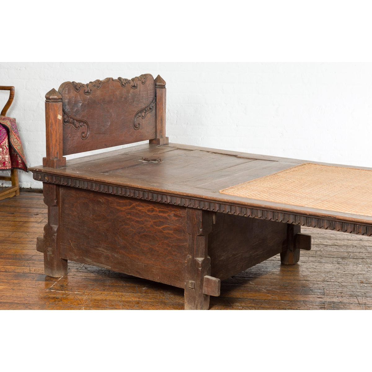 Javanese 19th Century Teak Wood Daybed with Storage and Hand Woven Rattan-6. Asian & Chinese Furniture, Art, Antiques, Vintage Home Décor for sale at FEA Home