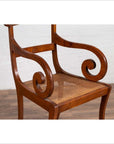Javanese Antique Armchair with Carved Rail, Woven Rattan Seat and Curving Arms-6. Asian & Chinese Furniture, Art, Antiques, Vintage Home Décor for sale at FEA Home