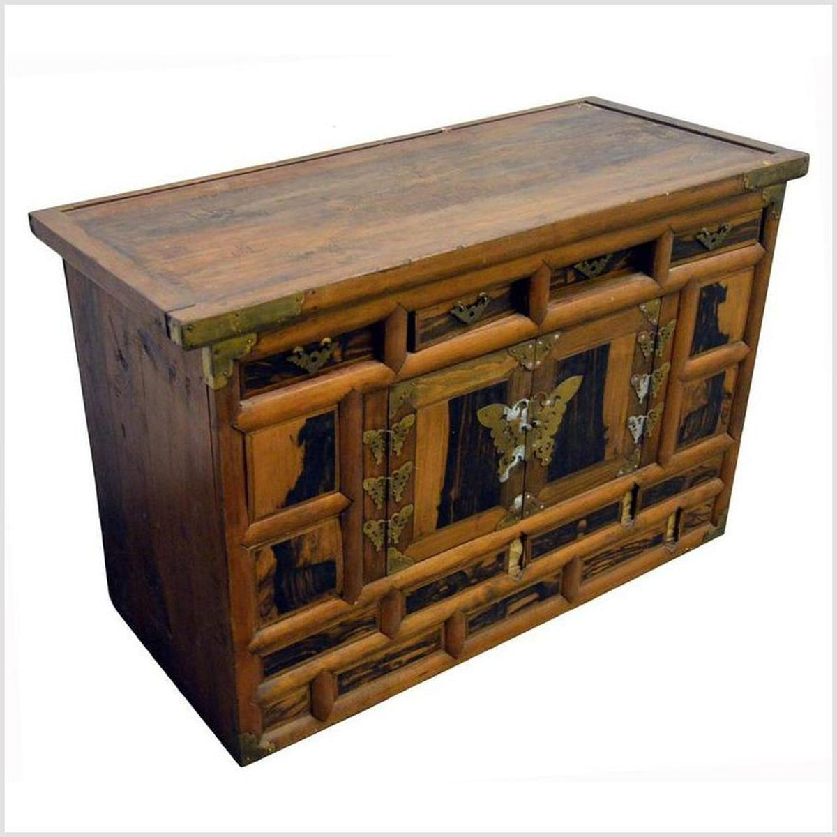 Antique Korean Chest with Butterfly Pattern Brass Hardware from the 19th Century-6. Asian & Chinese Furniture, Art, Antiques, Vintage Home Décor for sale at FEA Home