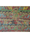 Colorful parchment painting featuring men in robes and hats, central figure with sword, in good condition.