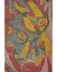 Colorful parchment painting with dragon motifs, clouds, and flames in Laotian style, close-up view.