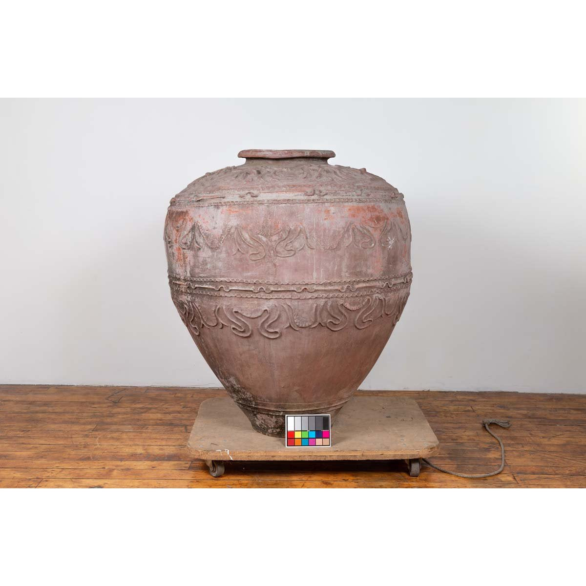 Large Antique Indonesian Terracotta Water Jar with Wavy Patterns and Aged Patina-3. Asian & Chinese Furniture, Art, Antiques, Vintage Home Décor for sale at FEA Home