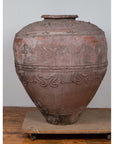 Large Antique Indonesian Terracotta Water Jar with Wavy Patterns and Aged Patina-4. Asian & Chinese Furniture, Art, Antiques, Vintage Home Décor for sale at FEA Home