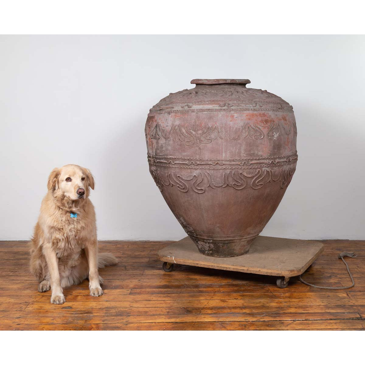 Large Antique Indonesian Terracotta Water Jar with Wavy Patterns and Aged Patina-9. Asian & Chinese Furniture, Art, Antiques, Vintage Home Décor for sale at FEA Home