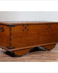 Large Antique Javanese Teak Wood Blanket Chest on Wheels with Iron Nailheads-11. Asian & Chinese Furniture, Art, Antiques, Vintage Home Décor for sale at FEA Home