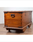 Large Antique Javanese Teak Wood Blanket Chest on Wheels with Iron Nailheads-12. Asian & Chinese Furniture, Art, Antiques, Vintage Home Décor for sale at FEA Home