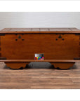 Large Antique Javanese Teak Wood Blanket Chest on Wheels with Iron Nailheads-4. Asian & Chinese Furniture, Art, Antiques, Vintage Home Décor for sale at FEA Home