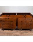 Large Antique Javanese Teak Wood Blanket Chest on Wheels with Iron Nailheads-9. Asian & Chinese Furniture, Art, Antiques, Vintage Home Décor for sale at FEA Home